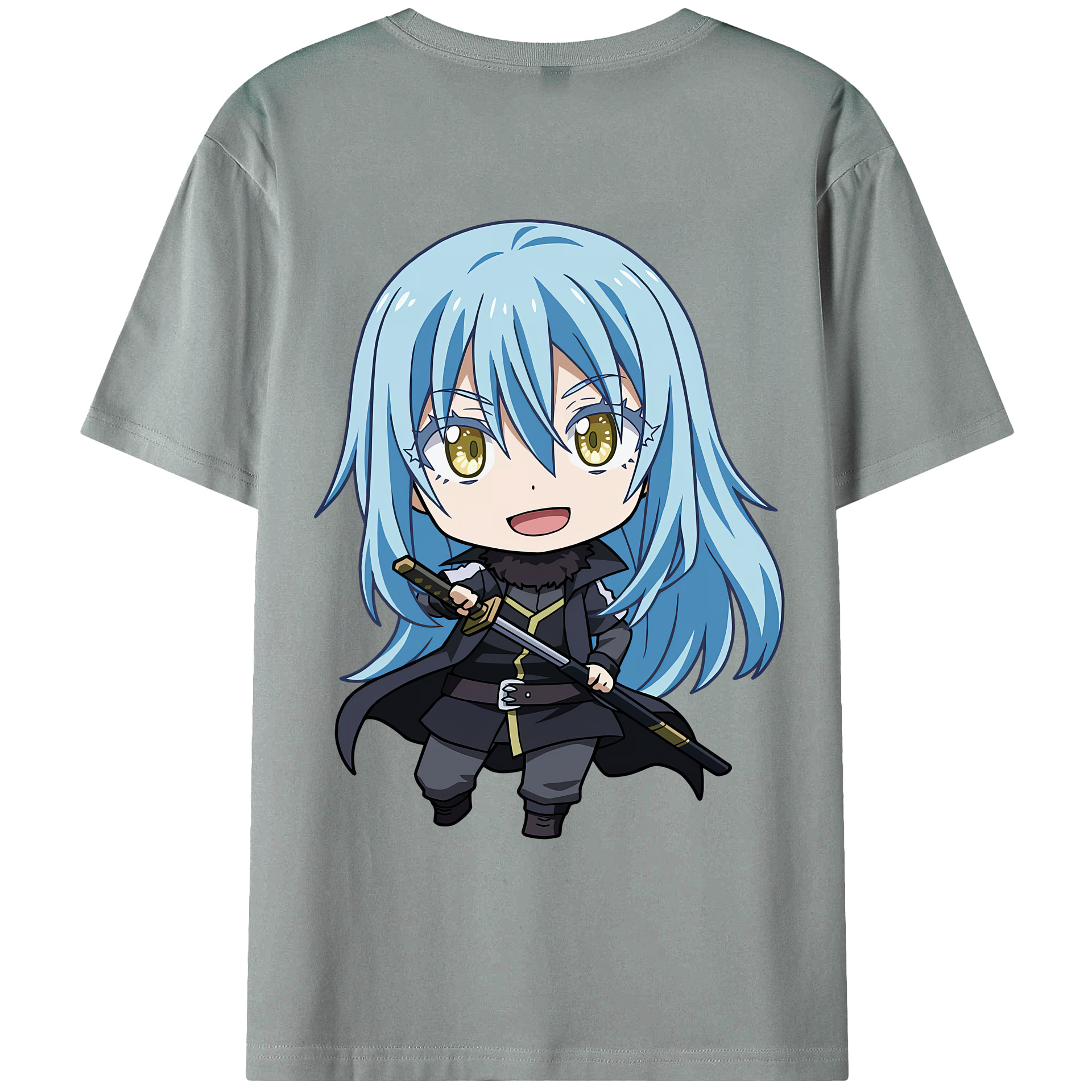 （画像用） 転スラ Regarding Reincarnated to Slime 綿100％ メンズ半袖Tシャツ（バックプリント） 通気性